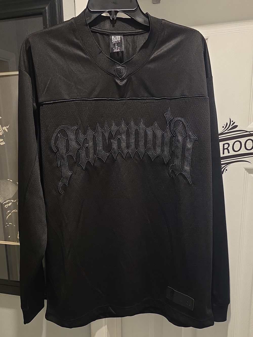 Black Long-Sleeve Men’s Shirt with Embroidered Logo